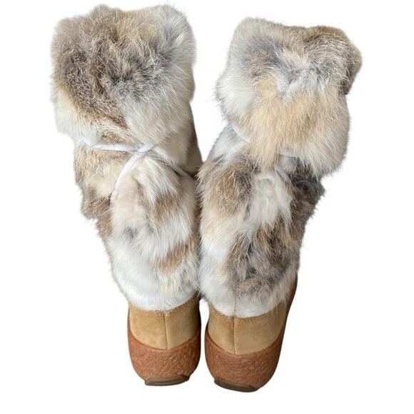 Oscar Sport Apre-Ski Fur Rabbit Goat Winter Boats 37 fits US 6-6.5 Cream Brown - Picture 8 of 12